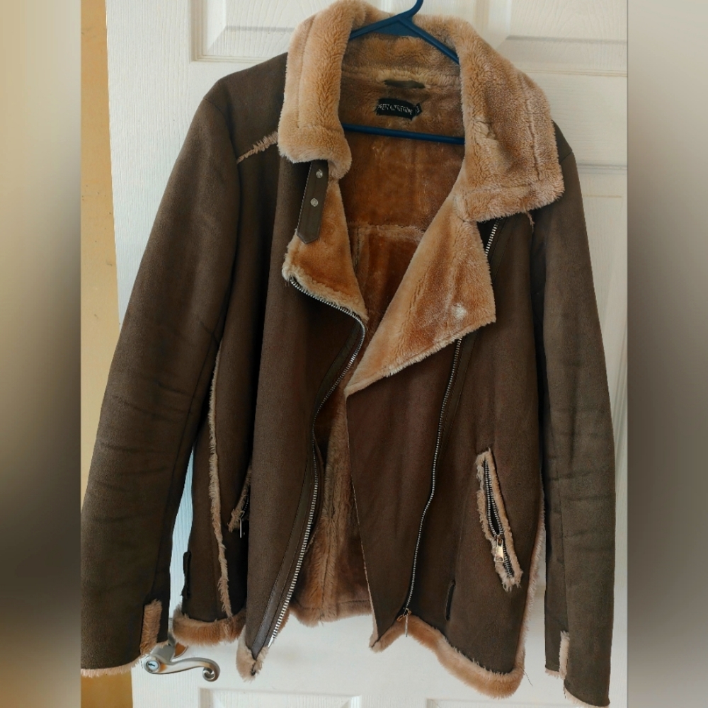 PrettyLittleThing Suede Faux Fur Coat